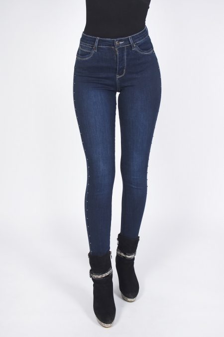 JEANS PITILLO TIRO ALTO REAL STUDS PIERNA