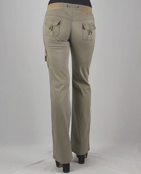 PANTALON GABARDINA CARGO LAZO TIRO MEDIO - Imagen 2