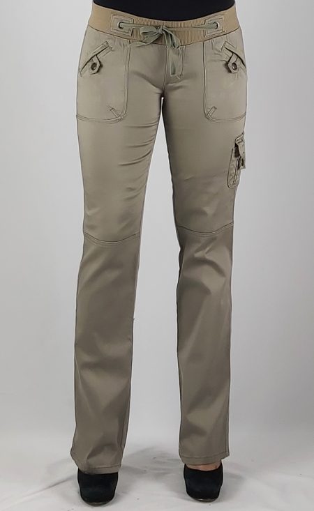 PANTALON GABARDINA CARGO LAZO TIRO MEDIO