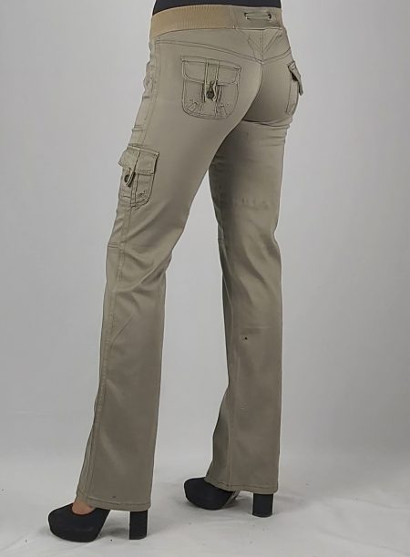 PANTALON GABARDINA CARGO LAZO TIRO MEDIO - Imagen 3