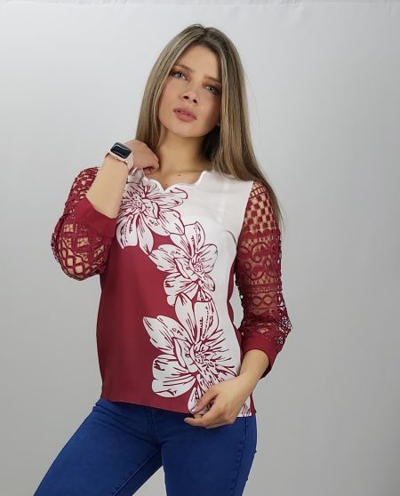 POLERA PRINTER FLOR BICOLOR