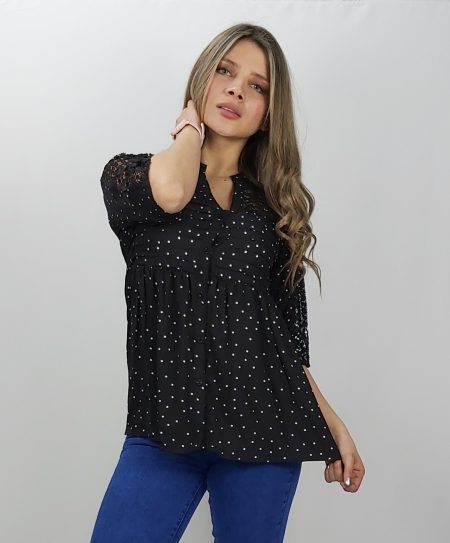 BLUSA LUNARES MANGA CROCHET - Imagen 9