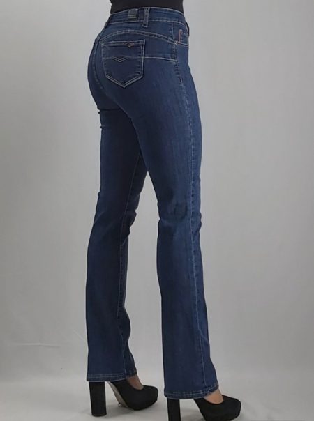 JEANS RECTO TIRO ALTO PUSH UP  BLUE TALLA ESPECIAL (52 AL 56) - Imagen 2