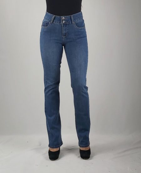 JEANS RECTO TIRO ALTO PUSH UP TALLA ESPECIAL - Imagen 2