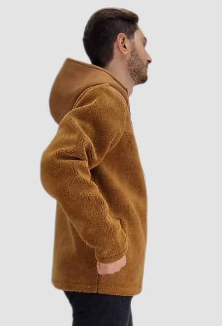 CASACA CORDERITO CON GORRO CAMEL - Imagen 3