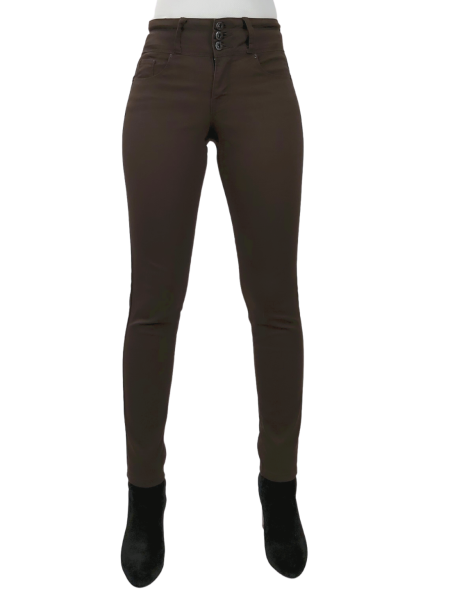 PANTALON GABARDINA SKINNY CAFÉ