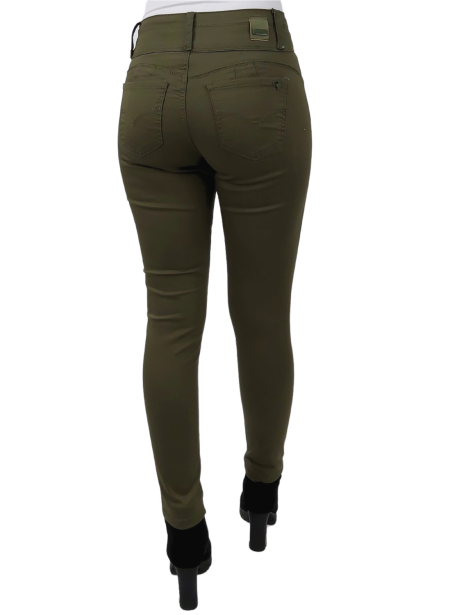 PANTALON GABARDINA SKINNY VERDE - Imagen 3