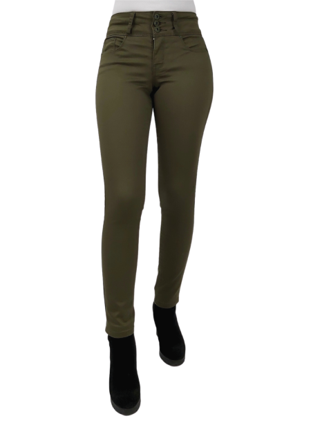 PANTALON GABARDINA SKINNY VERDE - Imagen 2