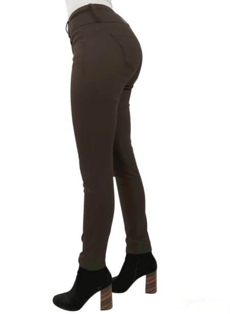 PANTALON GABARDINA SKINNY CAFÉ - Imagen 2