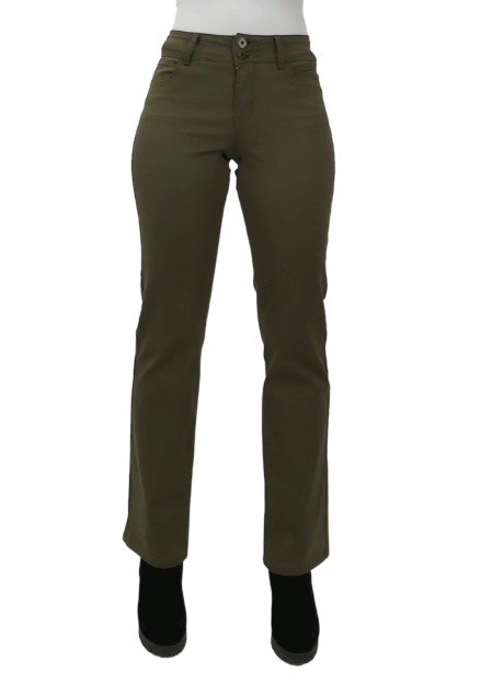 PANTALON GABARDINA RECTO VERDE - Imagen 2