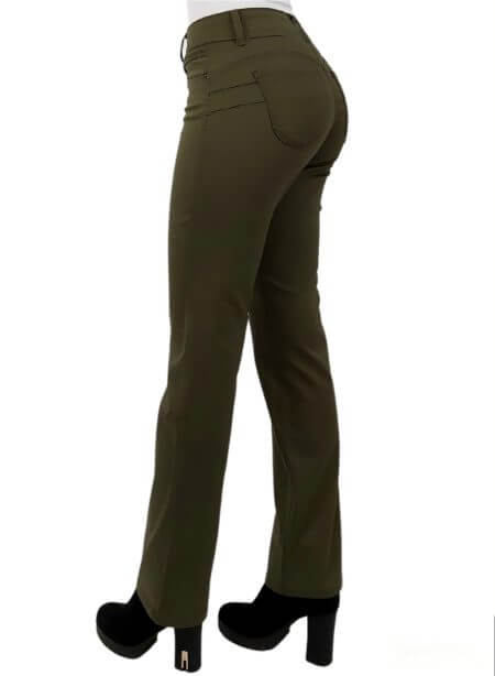 PANTALON GABARDINA RECTO VERDE